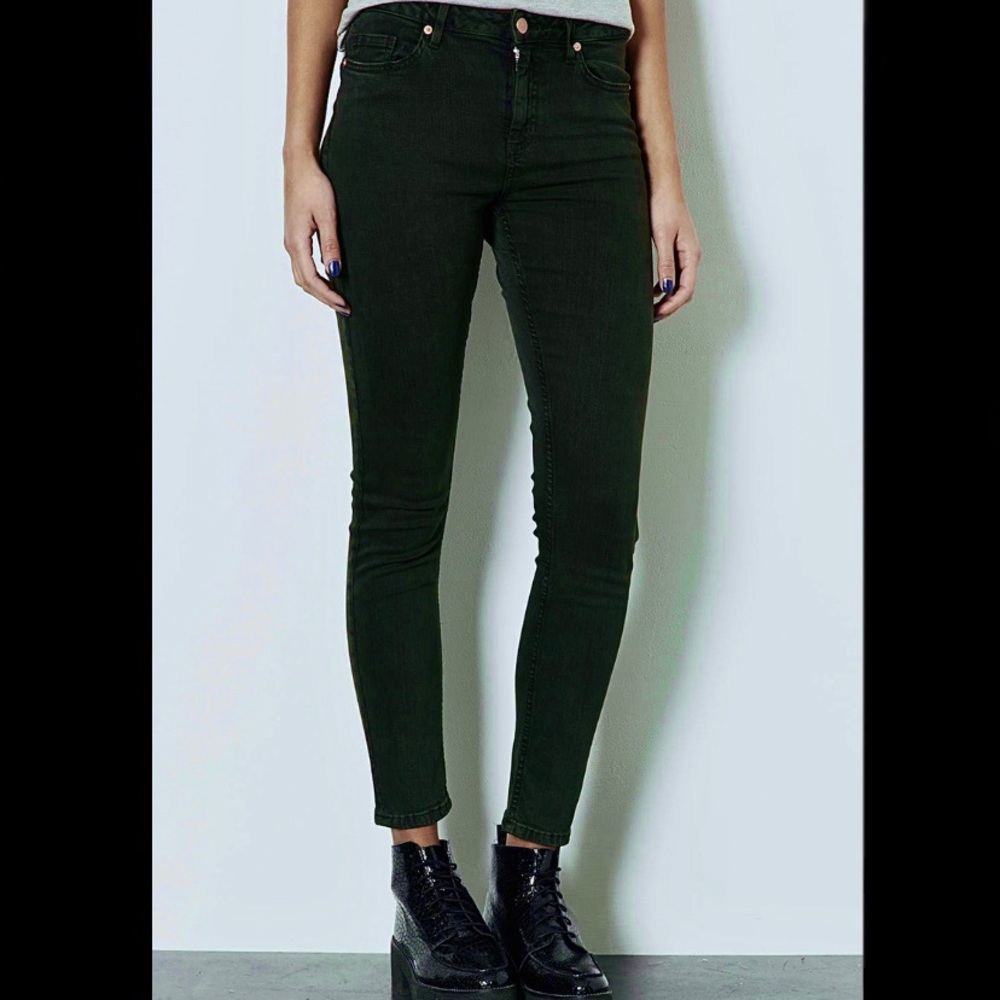 Topshop Moto Jamie Skinny Jeans Dark Green 32